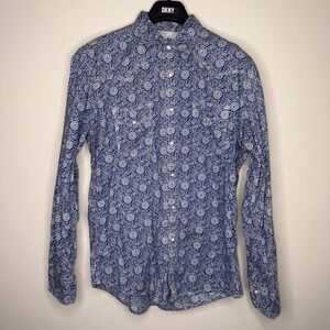 Wrangler‎ 20X Competition Long Sleeve Blue Floral Print Western Snap Shirt Men L